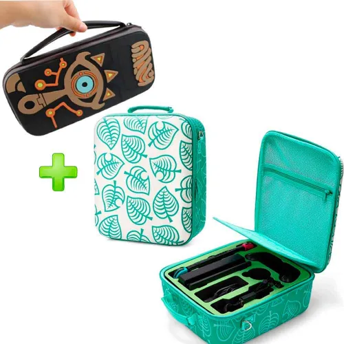 GENERICO Pack Maleta Para Nintendo Switch Y Oled Verde A C + Estuche Zelda Marr