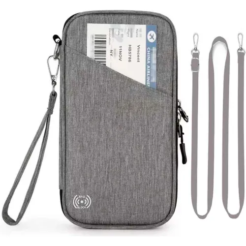 GENERICO Estuche Organizador Documentos De Viaje Rfid Con Sujetador Impermeable Gris Rd