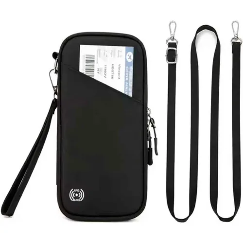 GENERICO Estuche Organizador Documentos De Viaje Rfid Con Sujetador Impermeable Negro Rd