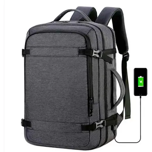 GENERICO Mochila De Viaje Impermeable Ancho Ajustable Oxford Con Puerto Usb Gris Mod. D