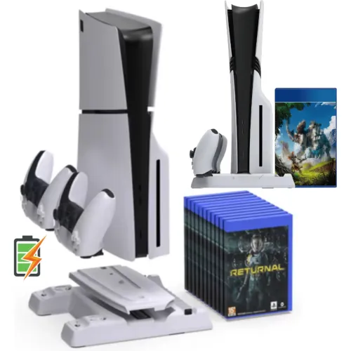 GENERICO Base 4 En 1 Para Ps5 Pro, Slim Y Clásico, Lector Y Digital Ventilador Cargador Mandos Portajuegos Db