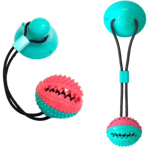 GENERICO Pelota Mordedora Con Base Para Perros Dispensado Verde/Fuxia