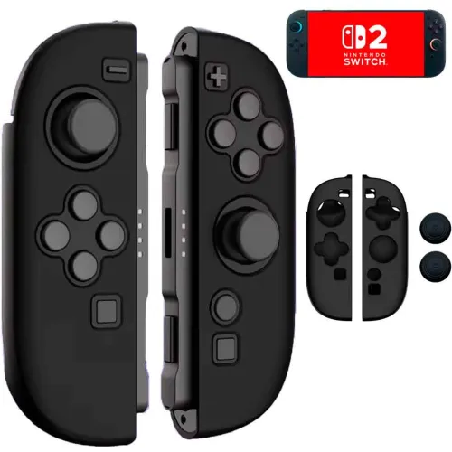 GENERICO Funda Para Joy Cons Switch 2 + 2 Grips Nintendo Switch 2 Protector Negro