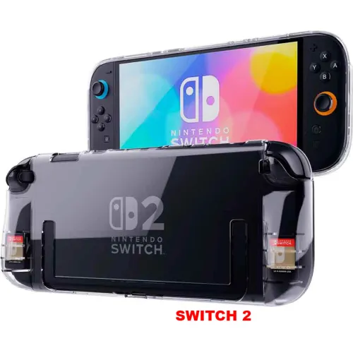 GENERICO Case Para Nintendo Switch 2 Compatible Ergonómico Enterizo Con Portajuegos Silicon Transparente