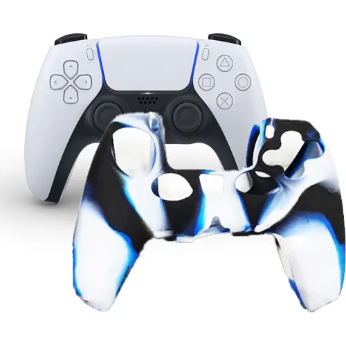 GENERICO Funda Para Mando Ps5 Dualsense Blanco Negro Azul Flameado