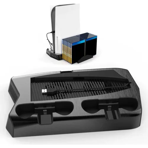GENERICO Base 4 En 1 Para Ps5, Ventilador, Cargador De Mandos, Portajuegos
