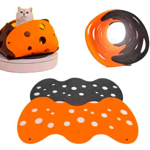 GENERICO Túnel Para Gatos Felpa Plegable 92cm Naranjanegro
