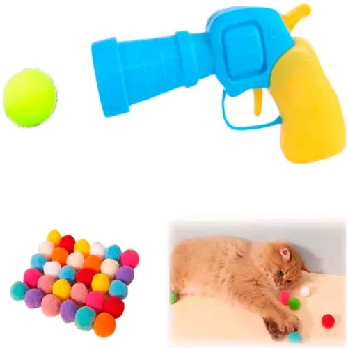 GENERICO Juguete Para Gatos Pistola Con Pelotas De Felpa 50und