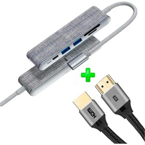 GENERICO Pack Adaptador Usb C A Hdmi 4k, 2xusb3.0 Pd Hagi + Cable Hdmi 2.1