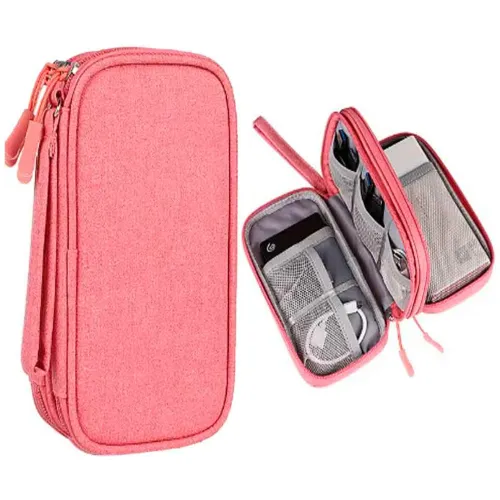 GENERICO Estuche Organizador De Viaje Documento Electrónicos Impermeable Rosado
