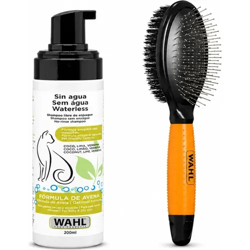 WAHL Combo Wahl Cepillo Doble Cara 58421-08 + Shampoo Sin Agua Fórmula De Avena