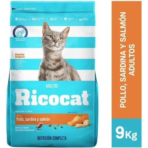Ricocat Ricocat Sabor Pollo Sardina Salmon Adultos 9kg