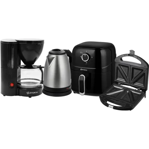 Imaco Cuatricombo Freidora + Cafetera + Hervidor + Sandwichera + Plancha Imaco