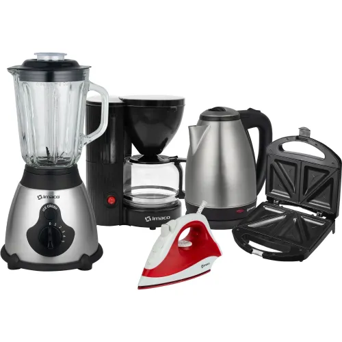 Imaco Penta-Combo Licuadora + Sandwichera + Hervidor + Cafetera + Plancha Imaco