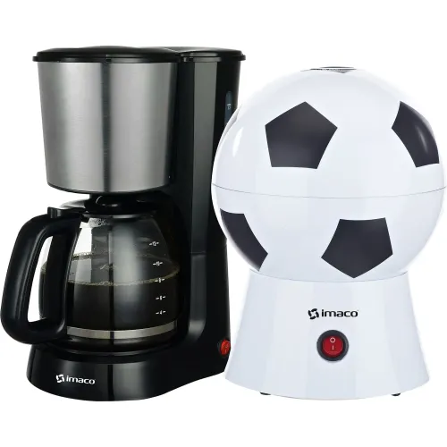 Imaco Combo Cafetera 12 Tazas + Pop Corn Maker Mini Futbol Imaco
