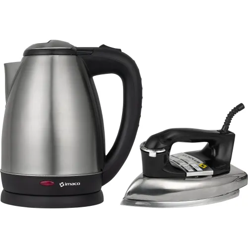 Imaco Combo Hervidor Metalico 1.8l Ke1801 + Plancha Pesada Vintage I1700 Imaco