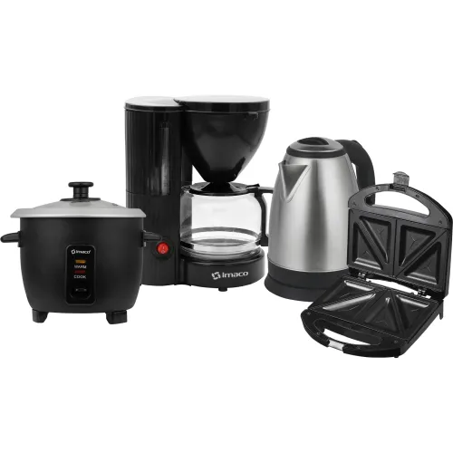 Imaco Cuatricombo Arrocera 0.6l + Sandwichera + Hervidor + Cafetera Imaco
