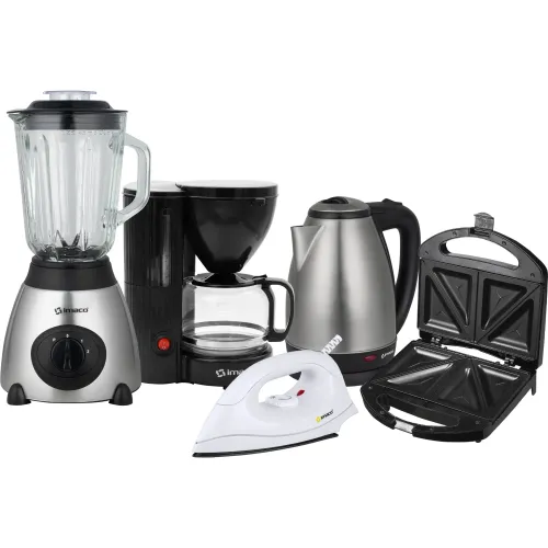 Imaco Pentacombo Imaco: Licuadora 1.5l+sandwichera+hervidor 1.8l+cafetera+plancha