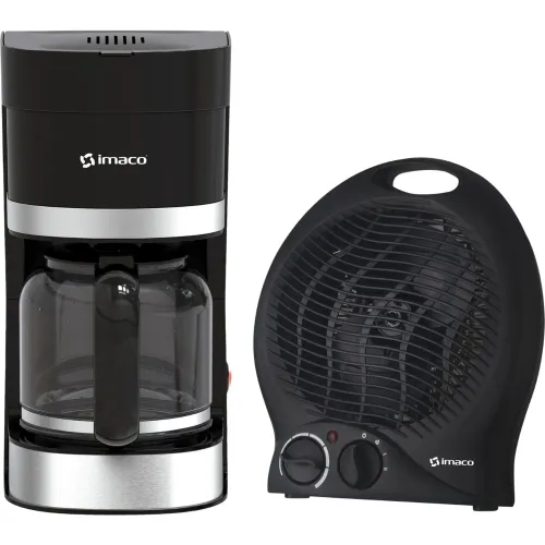 Imaco Combo Cafetera Eléctrica 12 Tazas + Termoventilador Portatil Imaco