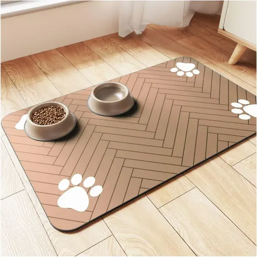 GENERICO Tapete Alfombra De Alimentación Para Mascotas Absorbente Y Antideslizante 80x50cm - Crema