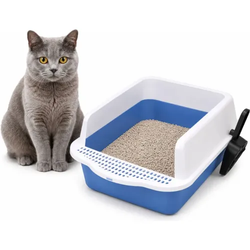 GENERICO Caja De Arena Arenero Sanitario Para Gato Antiderrames Con Pala 21x37x50cm - Azul
