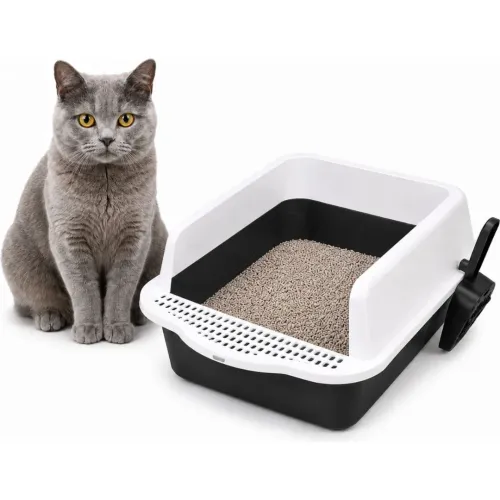 GENERICO Caja De Arena Arenero Sanitario Para Gato Antiderrames Con Pala 21x37x50cm - Negro