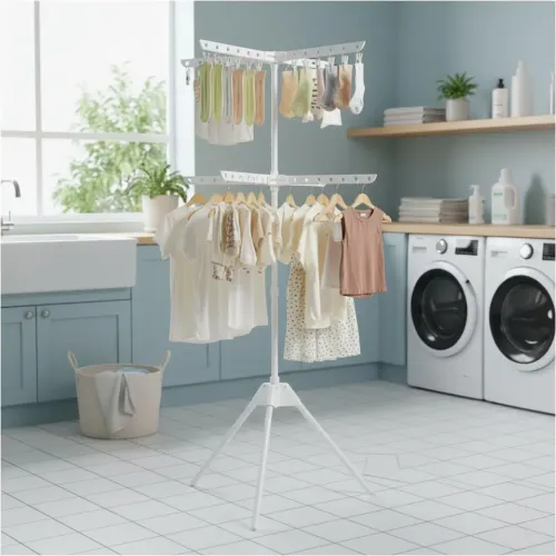 GENERICO Tendedero De Ropa Vertical 2 Niveles Plegable Multifuncional - Blanco