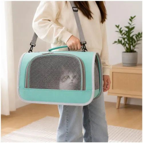 GENERICO Bolso Mochila Maletín Para Transportar Mascotas Pequeñas Gatos Transpirable - Verde