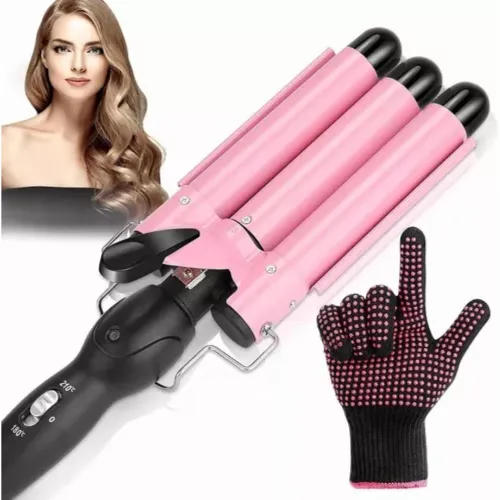 GENERICO Rizador Profesional Ondulador De 3 Barriles Para Cabello - Rosado