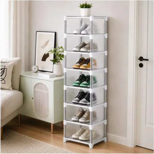 GENERICO Organizador De Zapatos Zapatera 8 Niveles Para 7 Pares 122x27x26cm - Blanco