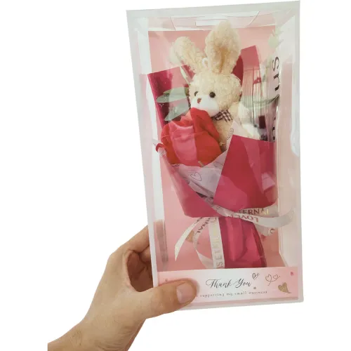 GENERICO Ramo De Rosas Con Peluche De Conejito En Caja Detalle San Valentín