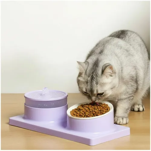 GENERICO Comedero Y Bebedero Con Fuente De Agua Eléctrico Para Mascotas Gato Perro - Morado
