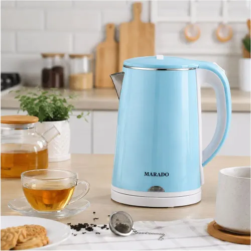GENERICO Hervidor Eléctrico Para Agua Automático Ma-2323 De 2 Litros 1500w Con Base 360° - Celeste