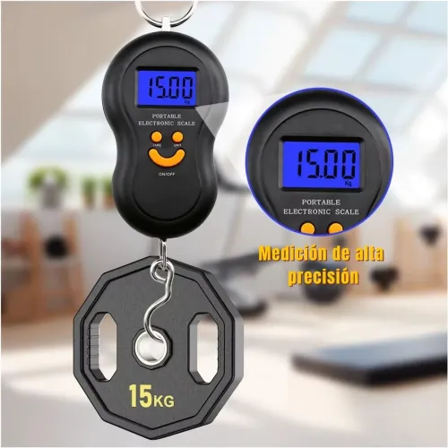 GENERICO Balanza Electrónica Digital De Mano Hasta 50kg Multiusos Báscula Maleta De Viaje - Negro