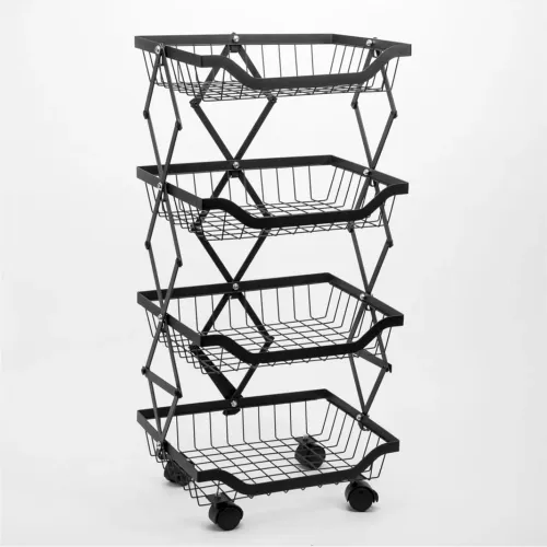 GENERICO Carrito Organizador De Cocina Multiusos De Metal 4 Niveles Plegable Con Ruedas
