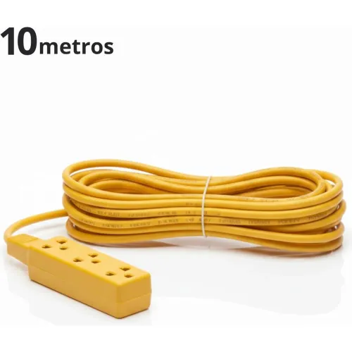 GENERICO Extensión Eléctrica De 10 Metros 3 Tomacorrientes 10-16 Amp