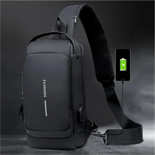GENERICO Mochila Cruzada Con Clave Antirrobo Impermeable Carga Usb - Negro