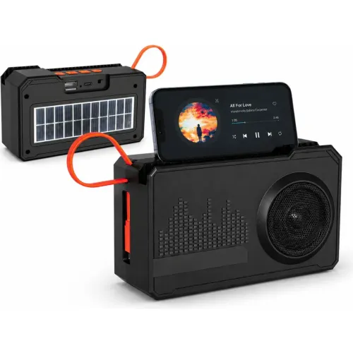 GENERICO Parlante Bluetooth Solar Xy-S6350 Con Power Bank 8000mah Y Soporte Para Celular - Negro