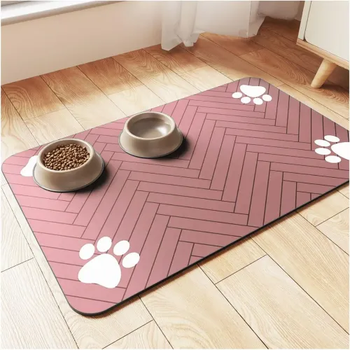 GENERICO Tapete Alfombra De Alimentación Para Mascotas Absorbente Y Antideslizante 80x50cm - Rosado