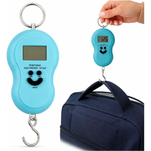 GENERICO Balanza Electrónica Digital De Mano Hasta 50kg Multiusos Báscula Maleta De Viaje - Celeste