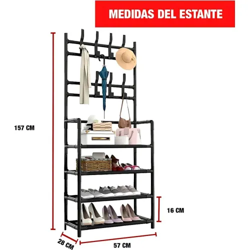 GENERICO Estante Organizador Zapatera Multiusos 4 Niveles 150x60x28cm - Blanco