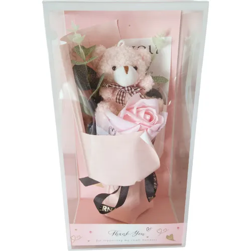 GENERICO Ramo De Rosas Con Peluche De Oso En Caja Detalle San Valentín