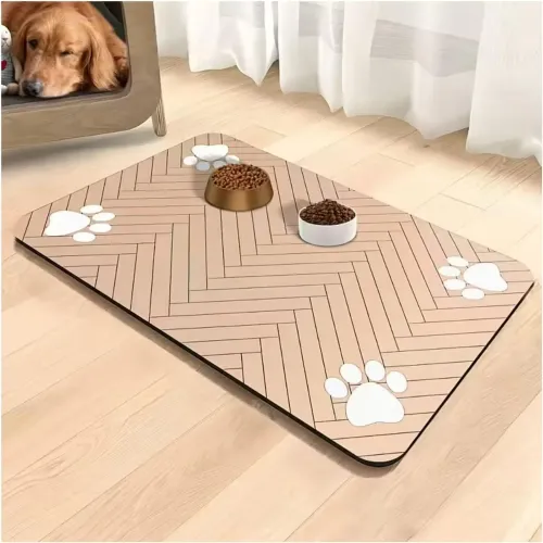 GENERICO Tapete Alfombra De Alimentación Para Mascotas Absorbente Y Antideslizante 90x60cm - Crema