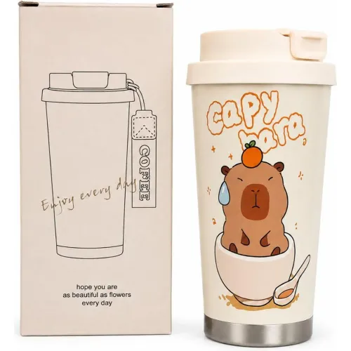 GENERICO Vaso Térmico Tomatodo Termo Multiusos Crema Frío Caliente Diseño Capibara Aleatorio - Crema