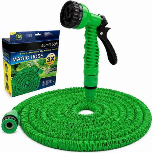 GENERICO Manguera Multiusos Expandible Retráctil Con Accesorios Hasta 45 Metros 7 En 1 - Verde