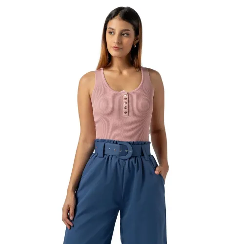 INDEMA Polo De Hilo Sin Mangas Mujer Palo Rosa
