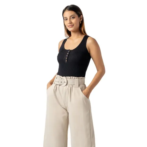 INDEMA Polo De Hilo Sin Mangas Mujer Negro