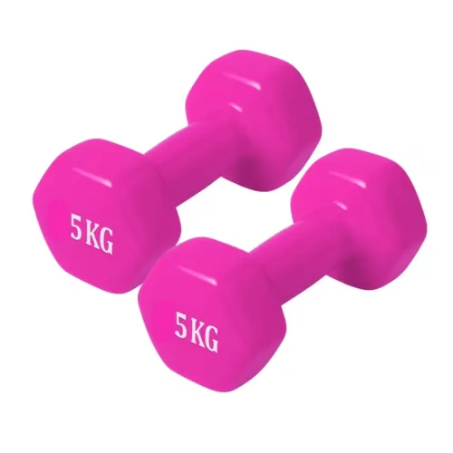 SWEET BLENDS Mancuerna De Vinilo 5kg 2 Pesas Plastificadas Fucsia