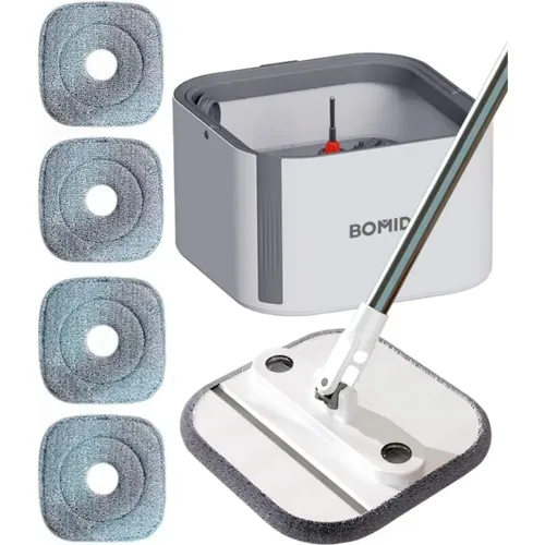 BOMIDI Combo Trapeador Giratorio Bomidi M20 Blanco + 2 Repuestos De Microfibra M20