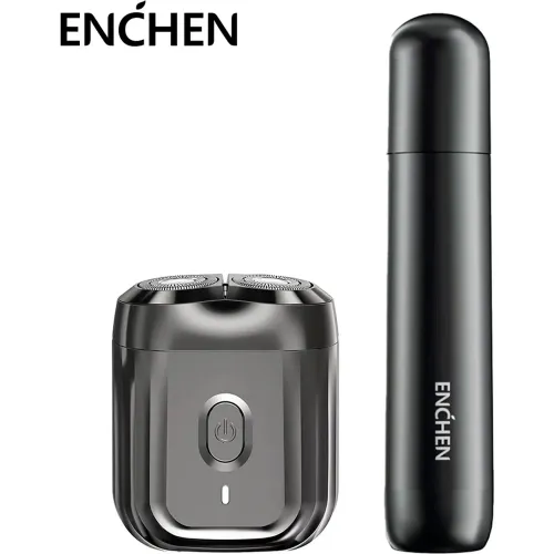 Enchen Combo Afeitadora Mini 6 2 Cabezales + Recortador Nasal En005 Negro